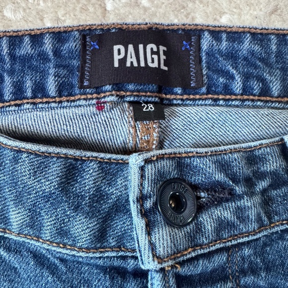 PAIGE Colette Crop Flare Jeans 28 High Rise Button Fly Raw Hem Cropped Denim - Picture 5 of 17